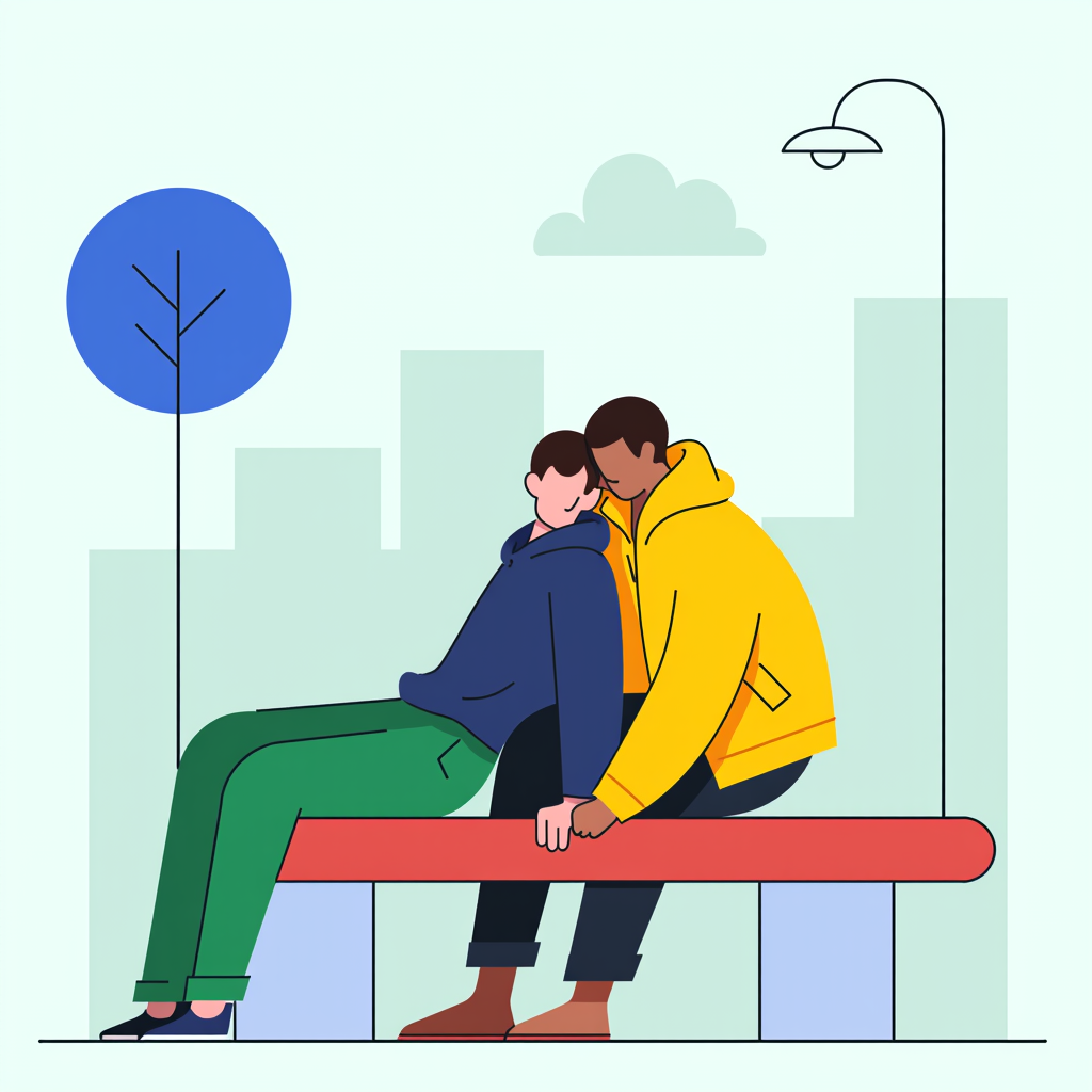 A  boy who lays on his friend's shoulder as he was mentally drained. 