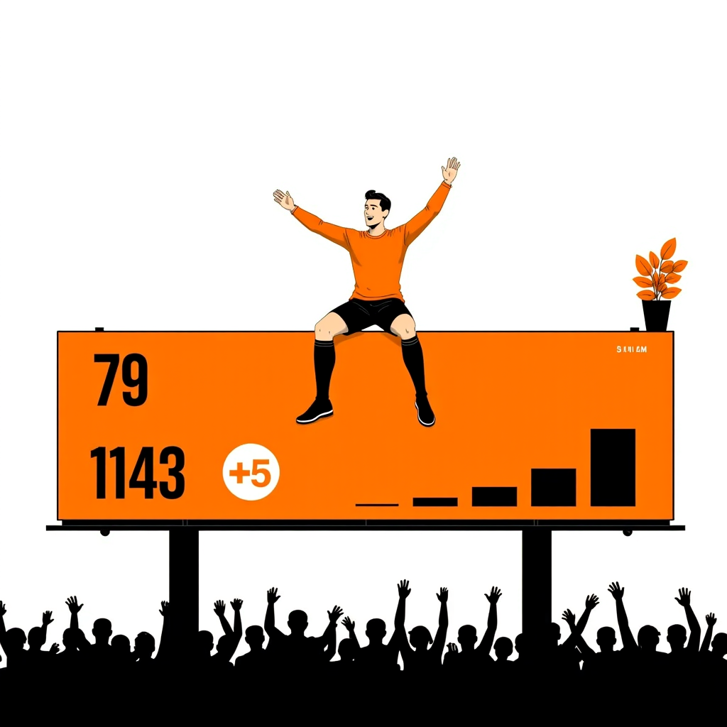 Cristiano Ronaldo sitting on a  billboard goal celebration 