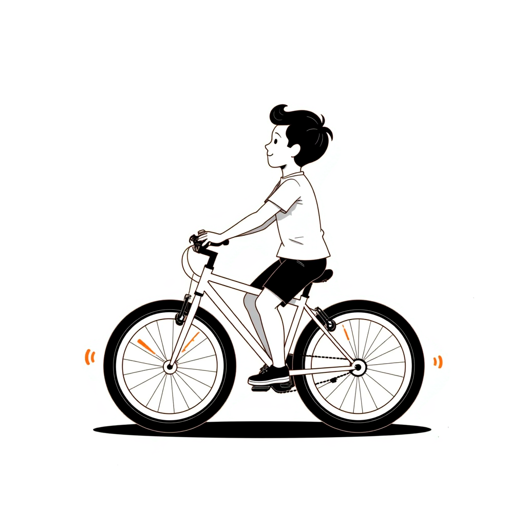 illustration of a boy sitting in a bike