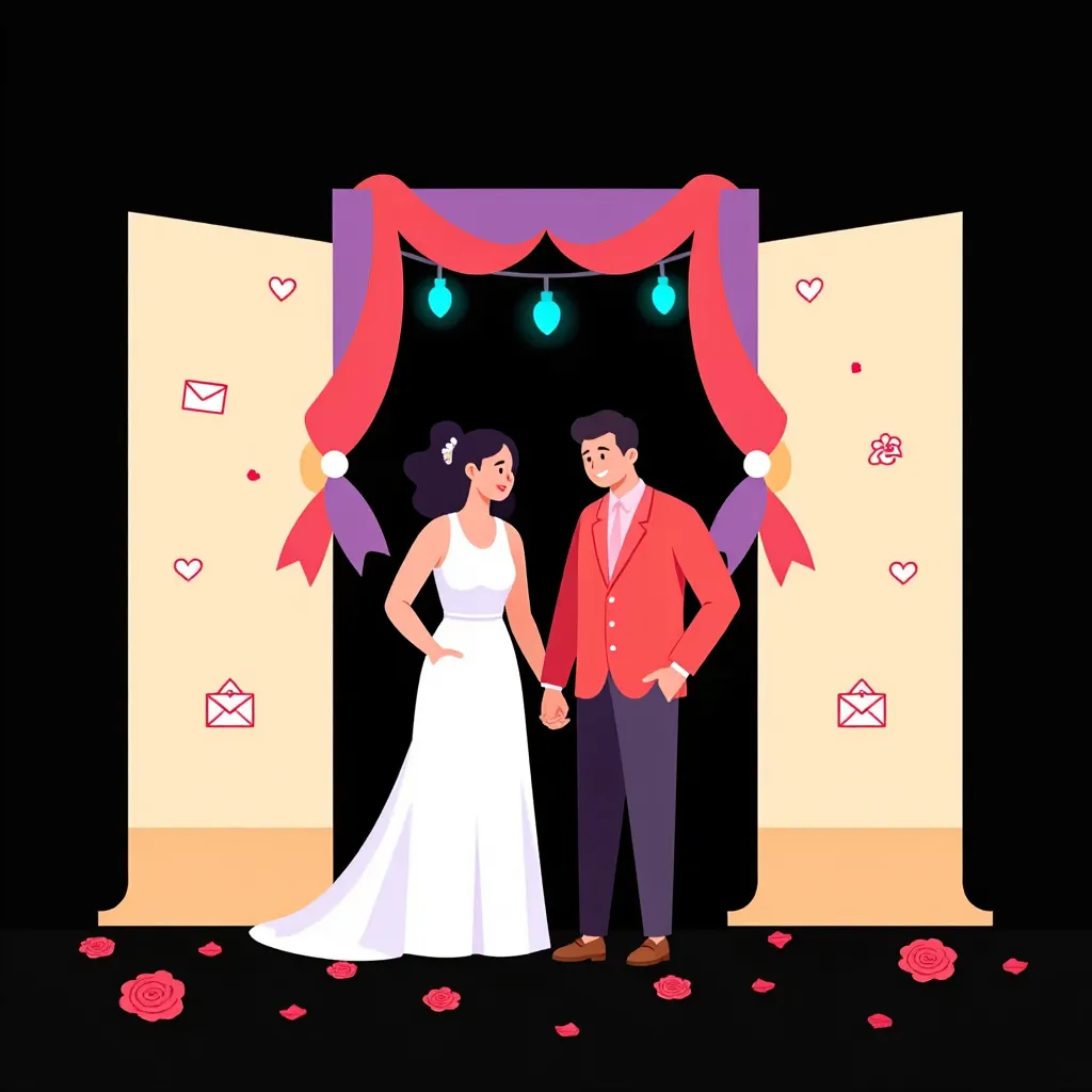 Marriage in black background and red lining