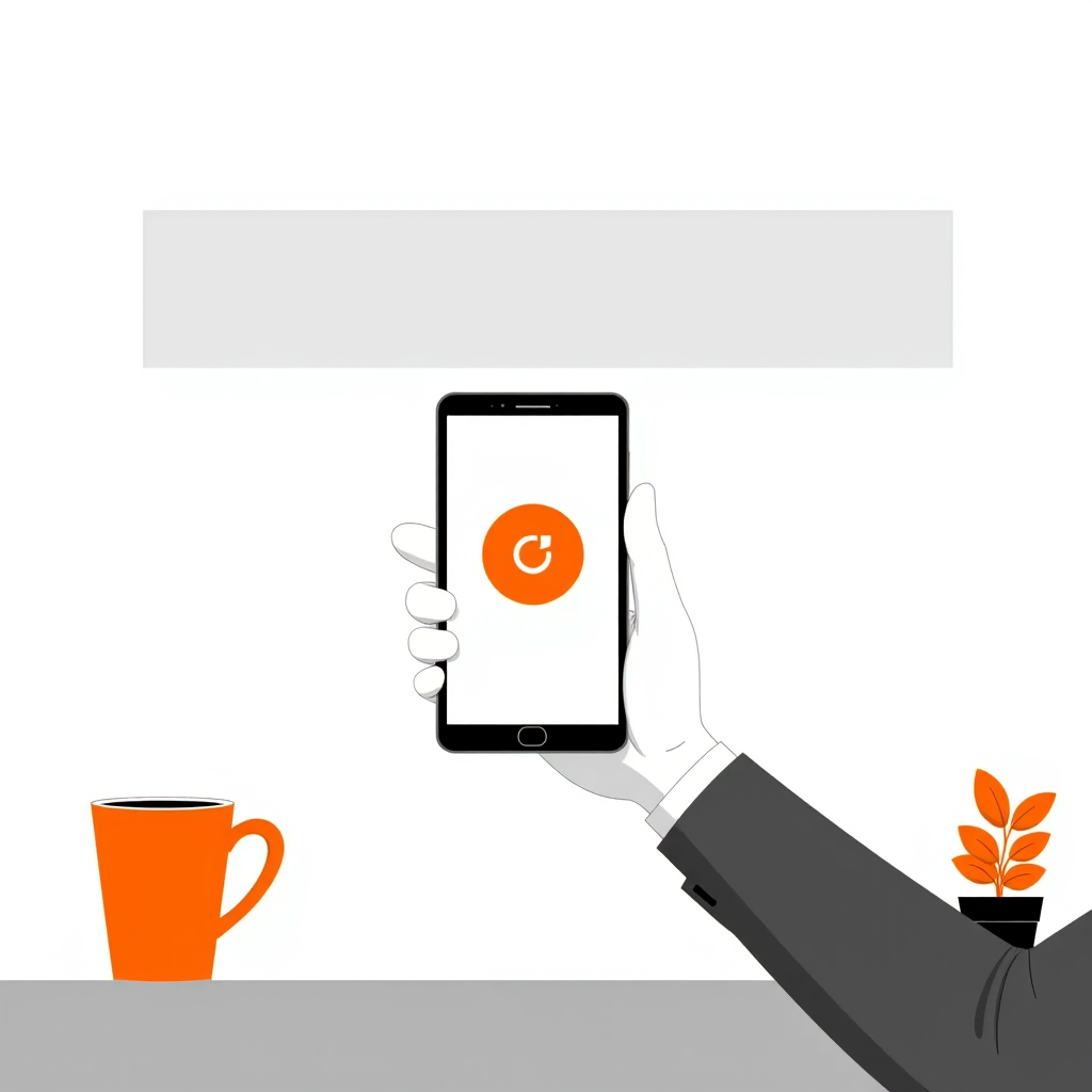 Buatkan saya gambar flat Design tangan memegang HP