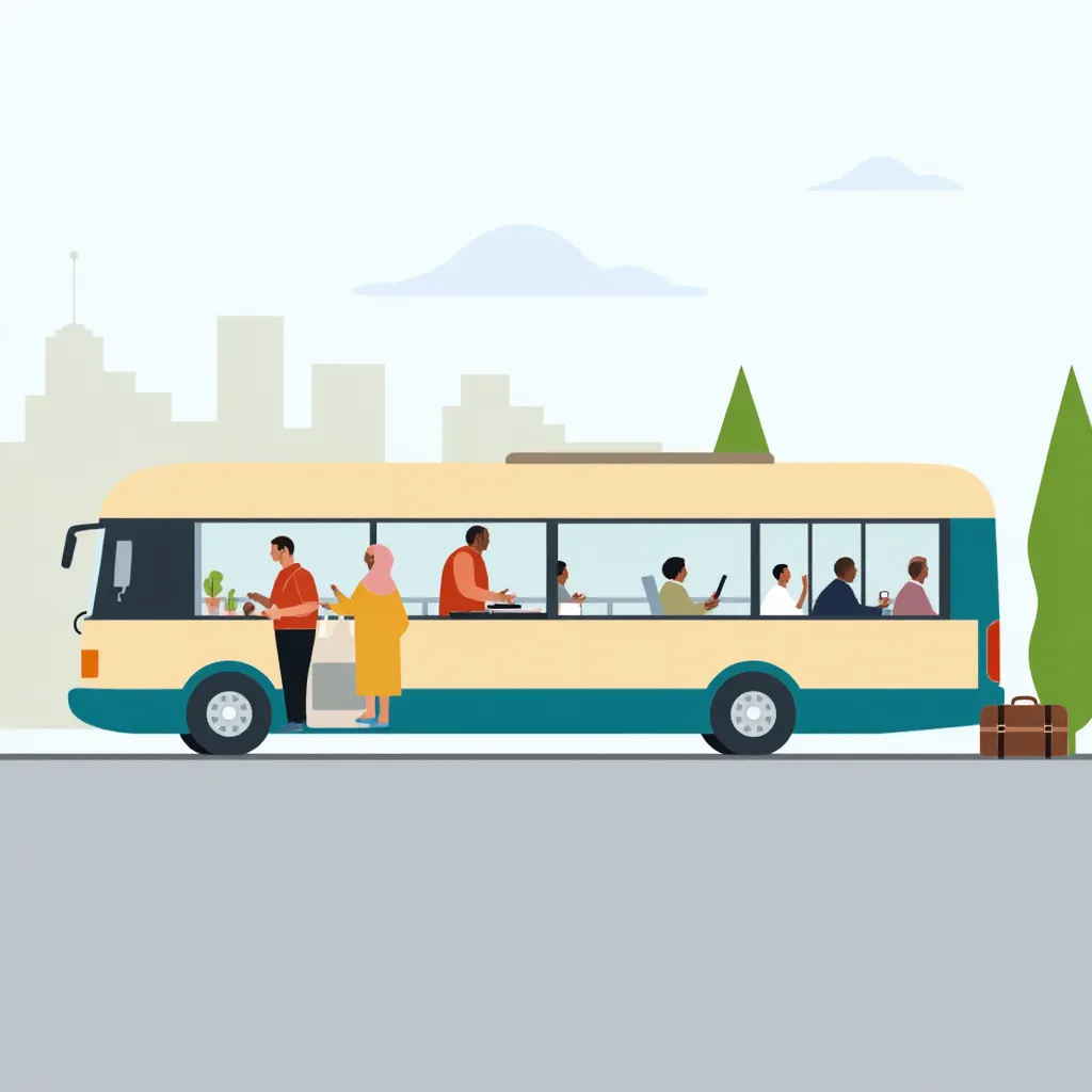 illus of bus with passangers
