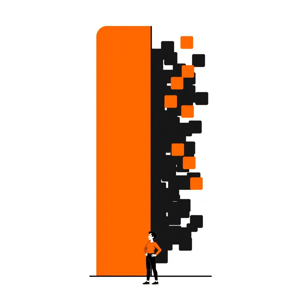 A vector illustration edge staying crisp next to the same raster edge breaking apart into pixels
