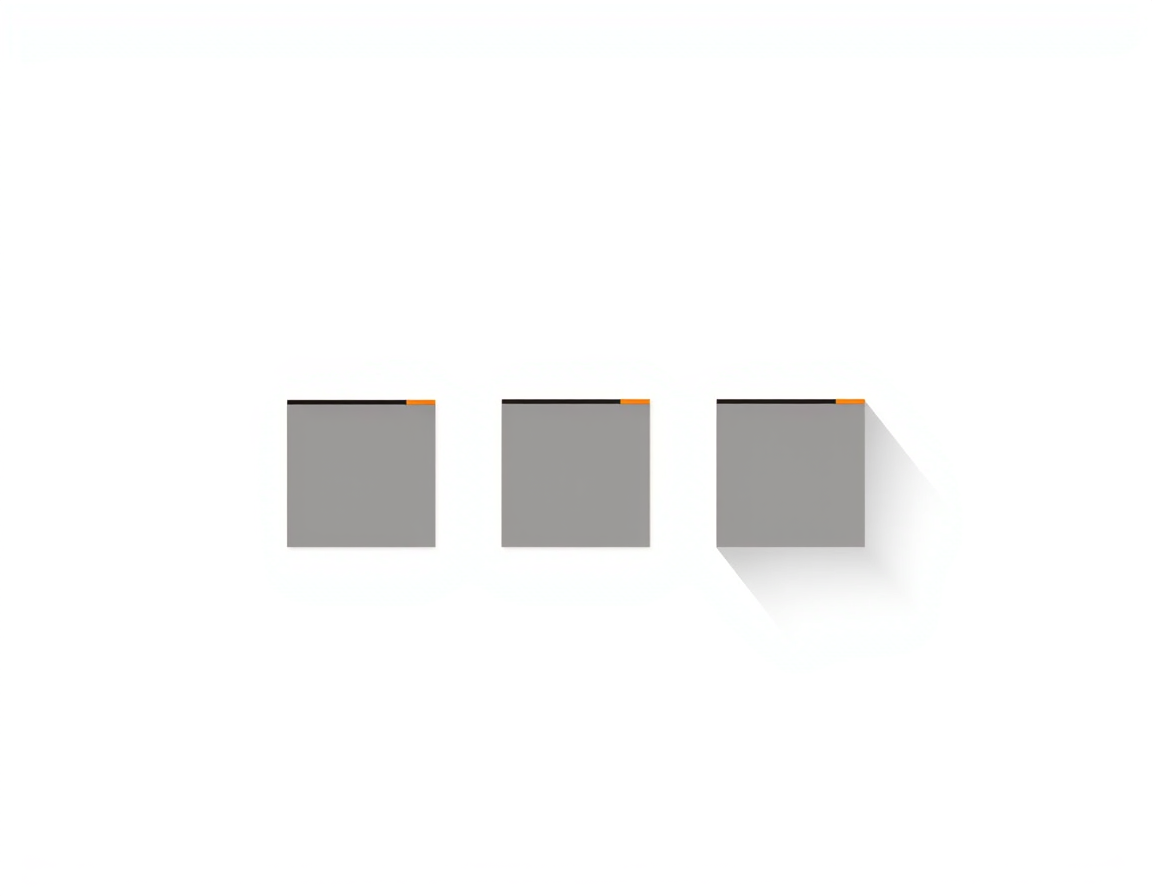 Three identical squares carrying different shadow treatments