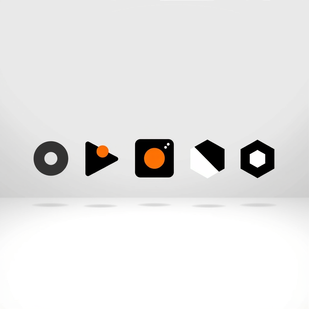 Five abstract logo mark shapes compared side by side in a row
