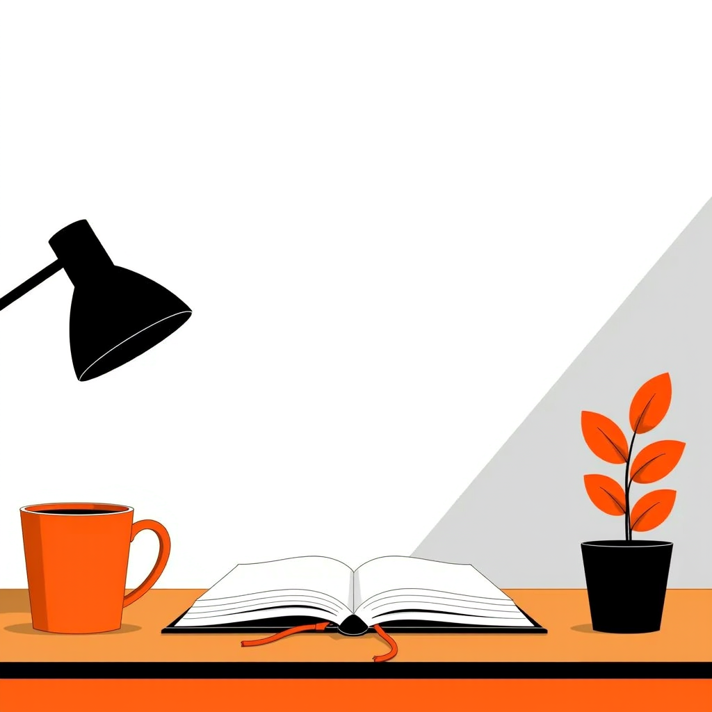 Open hardback with a ribbon bookmark, pages gently fanning in warm morning light on a wooden desk.